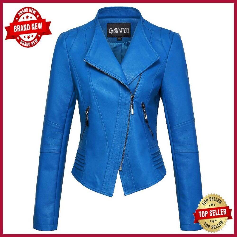 Cropped PU Leather Biker Jacket, Collarless, Casual Wear